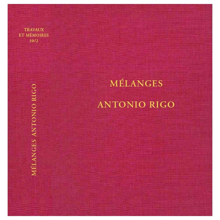 TOME XXX-2 – Mélanges Antonio Rigo